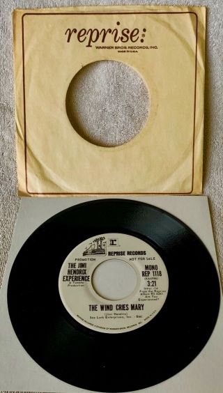 Jimi Hendrix " The Wind Cries Mary " Ultra - Rare U.  S.  Mono Wlp Single - 45