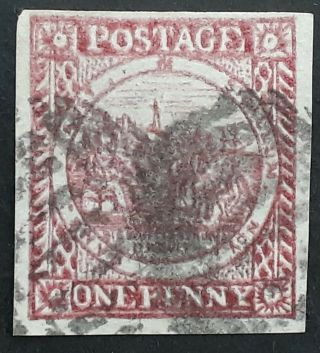 Rare 1850 - Nsw Australia 1d Crimson Lake Sydney Views Stamp