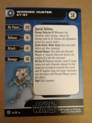 Star Wars Miniatures The Force Unleashed Wookiee Hunter At - St 44 Rare