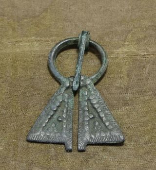 Rare Authentic Medieval Viking Bronze Omega Penannular Brooch Circa 9th–11th Ad
