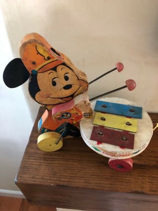 Vintage Fisher Price 1963 Mickey Mouse Zilo 714 Sears Vintage Pull Toy Rare