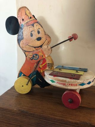 Vintage Fisher Price 1963 Mickey Mouse Zilo 714 Sears Vintage Pull Toy Rare 2