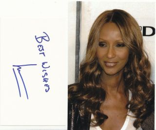 IMAN SUPERMODEL ACTRESS (WIFE OF DAVID BOWIE) RARE SIGNED CARD,  PHOTO 2