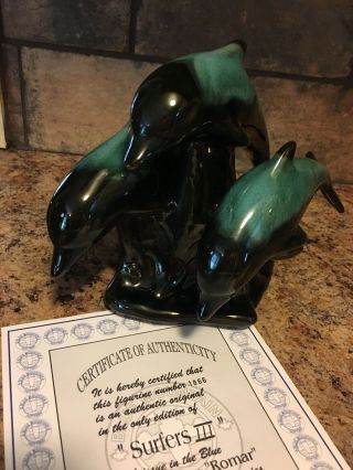 Blue Mountain Pottery Canada Bmp Three Dolphins.  Rare Numbered Piece