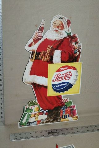 Rare 1950s Metal Drink Pepsi Cola Santa Sign Soda Pop Gas Oil Christmas