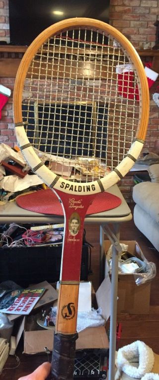 Vintage Spalding Wooden Pancho Gonzales Tournament Tennis Racquet Rare 52 - 261 4