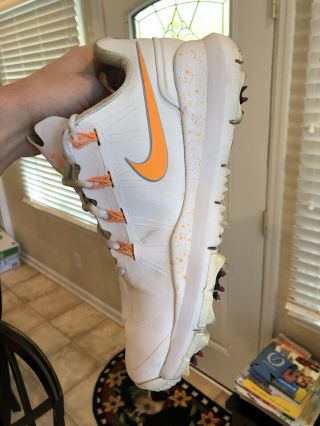 Rare Tiger Woods Golf Shoes Nikeid Tw14 White Orange Sz 11.  5 Nike Id Great Cond.