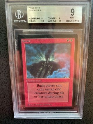 Beta Smoke Mtg Bgs 9 1993 Beckett Graded Rare Playing Card Collectible Red