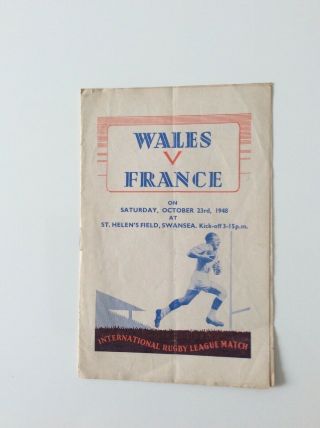 Wales V France 23.  10.  1948 Rare International Played At Swansea - Wales