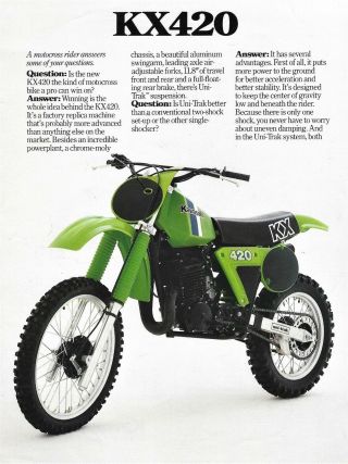 Rare Vintage 1980 Kawasaki Kx 420 Sales Brochure / Motorcycle Literature