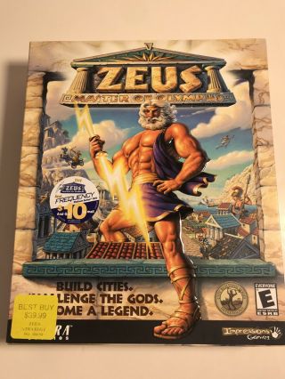 Rare Vintage Zeus: Master Of Olympus (pc Game,  2000) Big Box