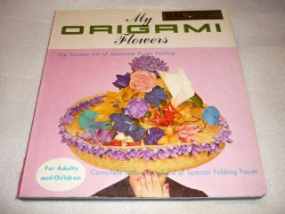 Vintage 1964 My Origami Flowers Bookpaper Folding Board Book Crafts Floral Rare