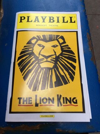 The Lion King Musical Playbill York City Ny Broadway 2016 White Boarder Rare