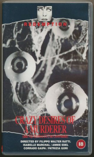 Crazy Desires Of A Murderer Redemption Giallo No Dvd Pal Vhs Rare