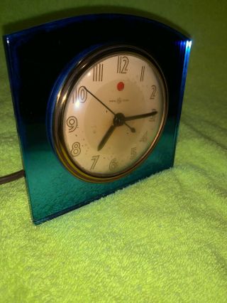 RARE Art Deco GE General Electic Blue Mirror clock Model 3H94, 2