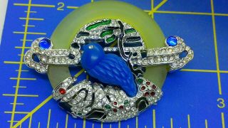 Very Rare Outstanding Art Deco 89 Co Blue Bird Rhinestone Brooch