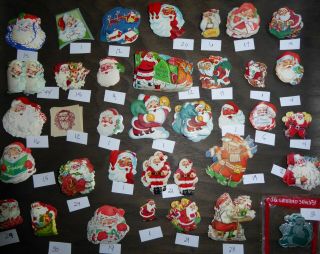 400,  Vintage Christmas Gummed Seals Santa Antique Variety,  Fuzzy Rare Stickers
