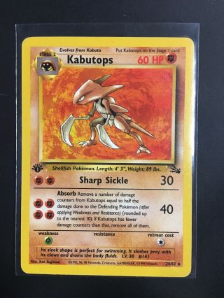 Pokémon Tcg - Kabutops 1st Edition - Fossil Set 24/64 Non Holo Rare