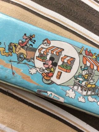 Old Antique Vtg Disney Mickey Mouse Pencil Box Case Toy Goofy Donald Duck Rare