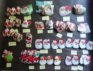 700,  Vintage Christmas Gummed Seals Santa Antique Variety,  Fuzzy Rare Stickers