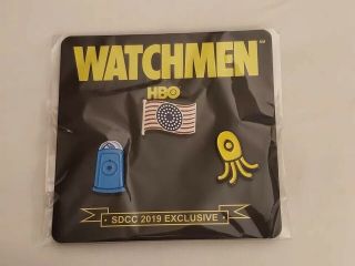 Rare Collectible Sdcc 2019 " Watchmen " Hbo Pin Set Button Comic Con Exclusive