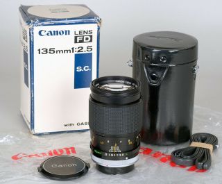 Rare Boxed Canon Fd 135mm F2.  5 S.  C.  Portrait Telephoto Prime Lens
