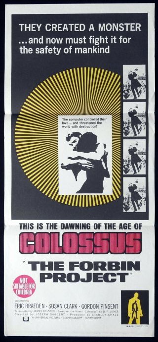 Colossus The Forbin Project Rare Daybill Movie Poster Eric Braeden Susan Clark