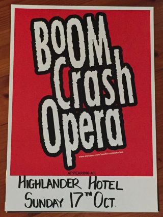 Boom Crash Opera (bco) :rare Australian Promo Concert/tour/gig Poster