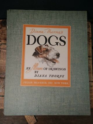 Art Drawings Dogs An Album Of Drawings Dianathornes Illus.  1944 Hardcover Rare