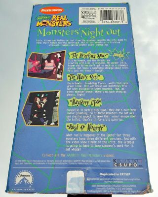 AHHH REAL MONSTERS - MONSTER ' S NIGHT OUT (VHS) RARE NICKELODEON ANIMATED SERIES 2