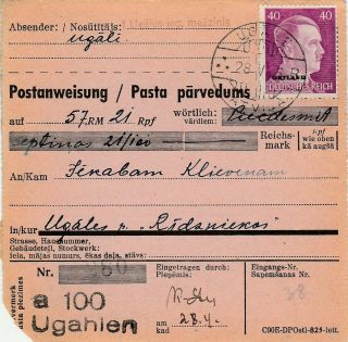 Mail Order From Ugale To Ugale 28.  4.  45 Very Rare