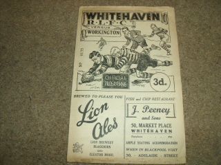 Rare Whitehaven V Workington 23rd August 1954