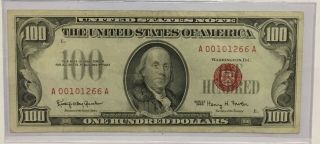 1966 $100 Dollar U.  S.  Note (rare Series) Red Seal A00101266