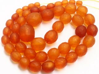 Antique 100 Natural Faceted Yolk Baltic Amber Beads Necklace 1900 Rare 55.  2gr