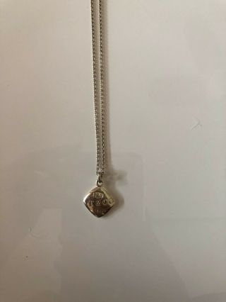 Tiffany Co Silver 1837 Square Charm Pendant Necklace Chain Rare
