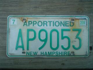 Hampshire Rare Apportioned Expired License Plate