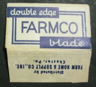 Vintage Usa Razor Blade Farmco One Wrapped Blade Rare