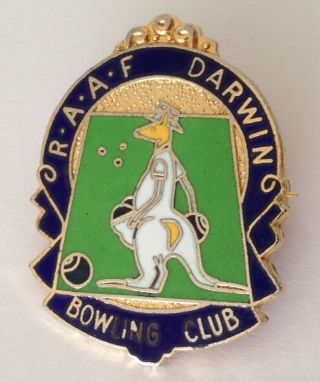Raaf Darwin Royal Air Force Bowling Club Pin Badge Rare Military Kangaroo (m11)