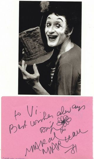 Marcel Marceau Legendary Mime Rare Signed Album Page,  Photo