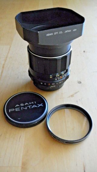 M42 Asahi Pentax Takumar 35mm F2 Wa Lens W/rare Hood - Dslr/mirrorless