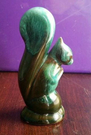 Rare Vintage Green Glazed Pottery Squirrel