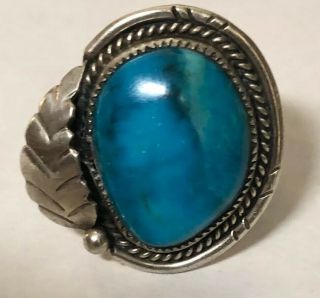 Rare Anselm Wallace Zuni Old Pawn Sterling Silver Bisbee Turquoise Ring