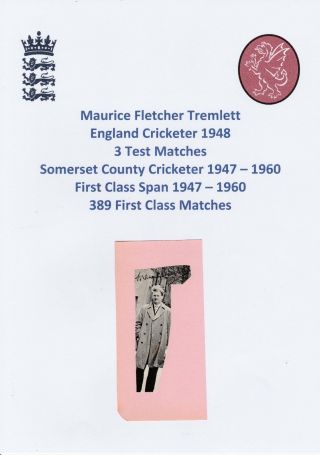 Maurice Tremlett England Cricketer 1948 Rare Autograph Annual Cutting