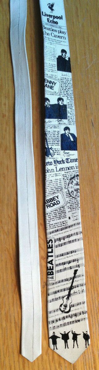 Beatles Skinny White Leather Designer (novelli) Tie Necktie Liverpool Rare