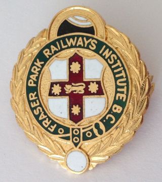 Fraser Park Railways Institute Bowling Club Badge Rare Vintage Train (m11)