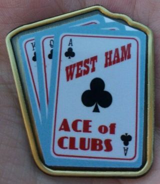 West Ham Ace Of Clubs Metal Pin Badge Rare Vgc