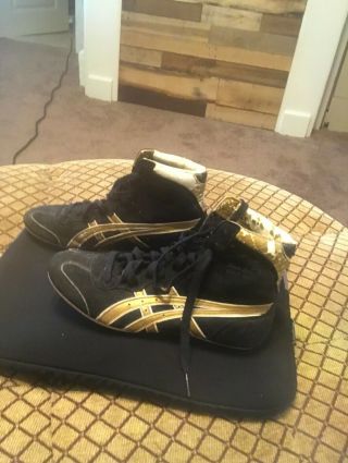 Rare Bnib Asics Dave Schultz Wrestling Shoes Size 8 Black Gold