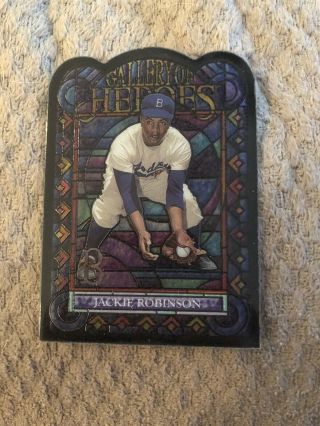Jackie Robinson Gallery Of Heroes Die Cut Stained Glass Card Rare