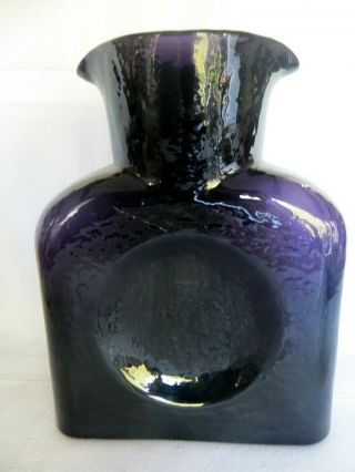 Blenko Double Spout Amethyst/ Purple Water Bottle Pitcher Rare W/ Lines 2004