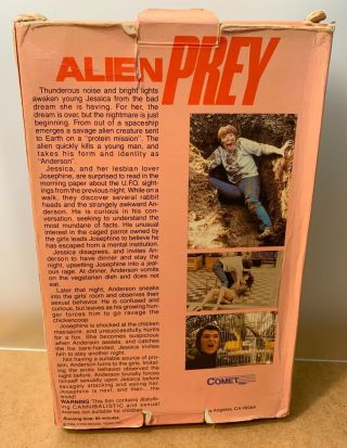 ALIEN PREY Comet Continental VHS horror gore big box RARE Terror On Tape 3